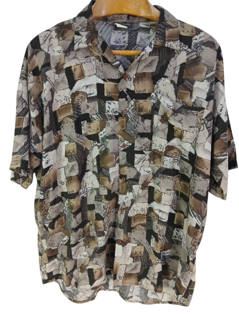 Triumph Of California Mens Abstract Print Button-Up Short Sleeve Shirt - Size L